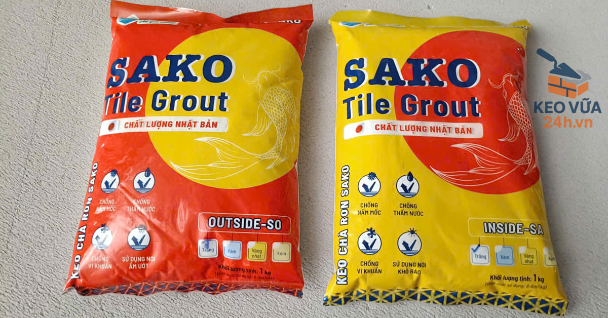 Keo chà ron Sako Tile Grout chất lượng cao gói 1kg. Sản phẩm đa dạng màu sắc phù hợp nội ngoại thất.