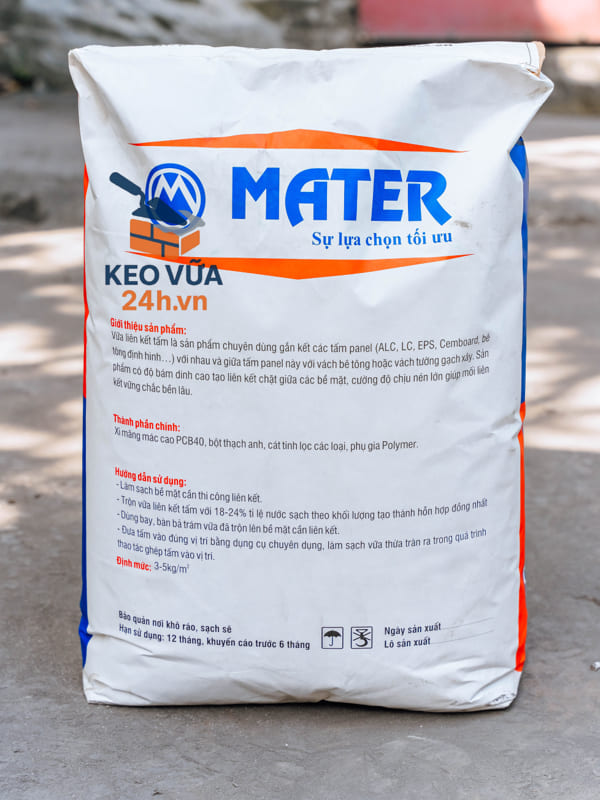 Vữa liên kết tấm Mater bao 25kg - Ảnh mặt sau