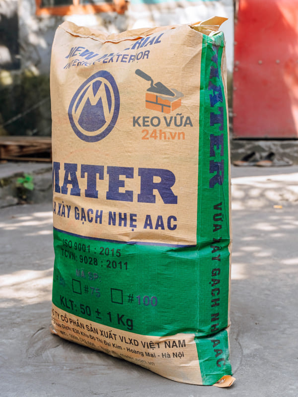 Vữa xây gạch nhẹ AAC Mater bao 50kg - Ảnh mặt trước