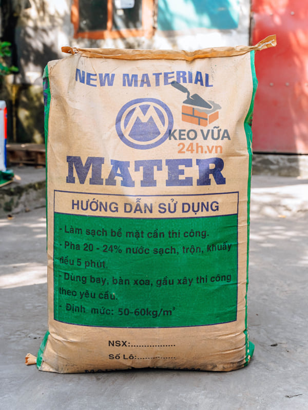 Vữa xây gạch nhẹ AAC Mater bao 50kg - Ảnh mặt sau