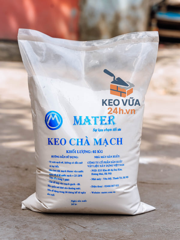 Keo chà mạch gói 2kg Mater màu trắng thông dụng
